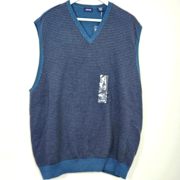 Izod Other - Izod Men's Teal Heather Cotton Fancies V-Neck Knit Vest Size XXL